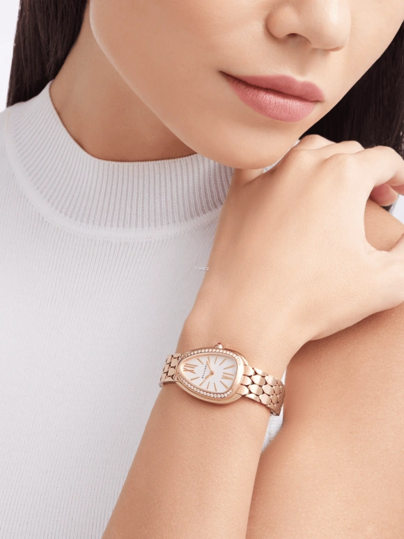 Bulgari,Serpenti Seduttori 33mm,33mm,Rose Gold,Silver White,White,Quartz,pear-shape,103941
