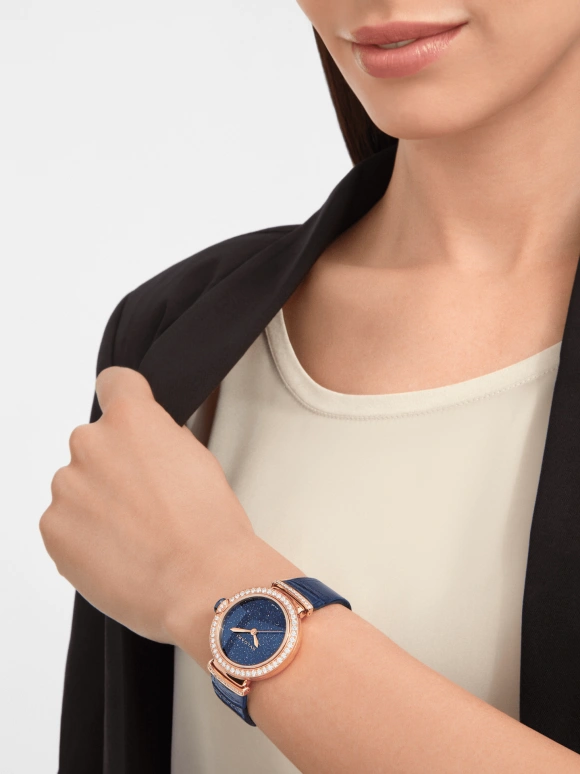 Bulgari,Lvcea 33mm,33mm,Rose Gold,Blue,Automatic,42hours,In-house Caliber,103341