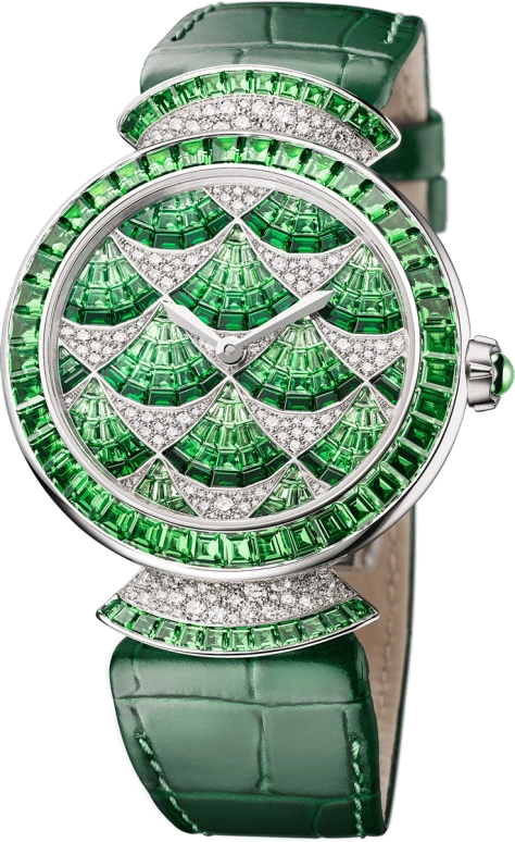 Bulgari,High Jewellery 37mm,37mm,White Gold,White,Green,Automatic,42hours,In-house Caliber,103491