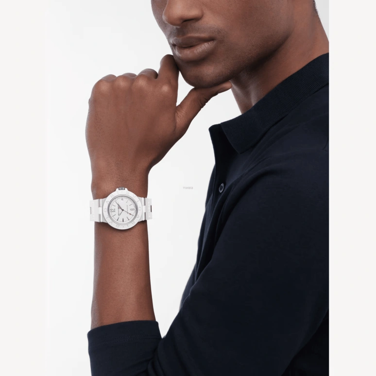 Bulgari,Aluminium 40mm,40mm,Aluminium,White,Automatic,Day,Sapphire,Crystal Glass,103964