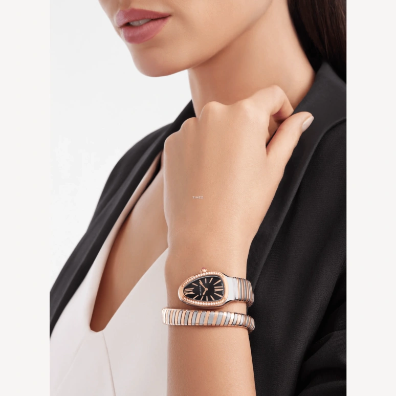 Bulgari,Serpenti 35mm,35mm,Stainless Steel,Black,Quartz,Other,Silver,Rose Gold,103823