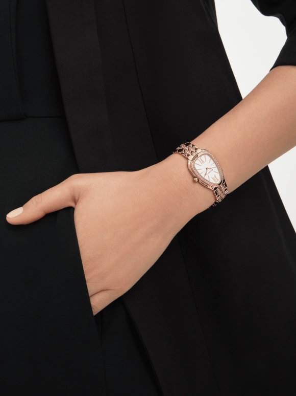 Bulgari,Serpenti 33mm,33mm,Rose Gold,Silver,Sapphire,Crystal Glass,103275