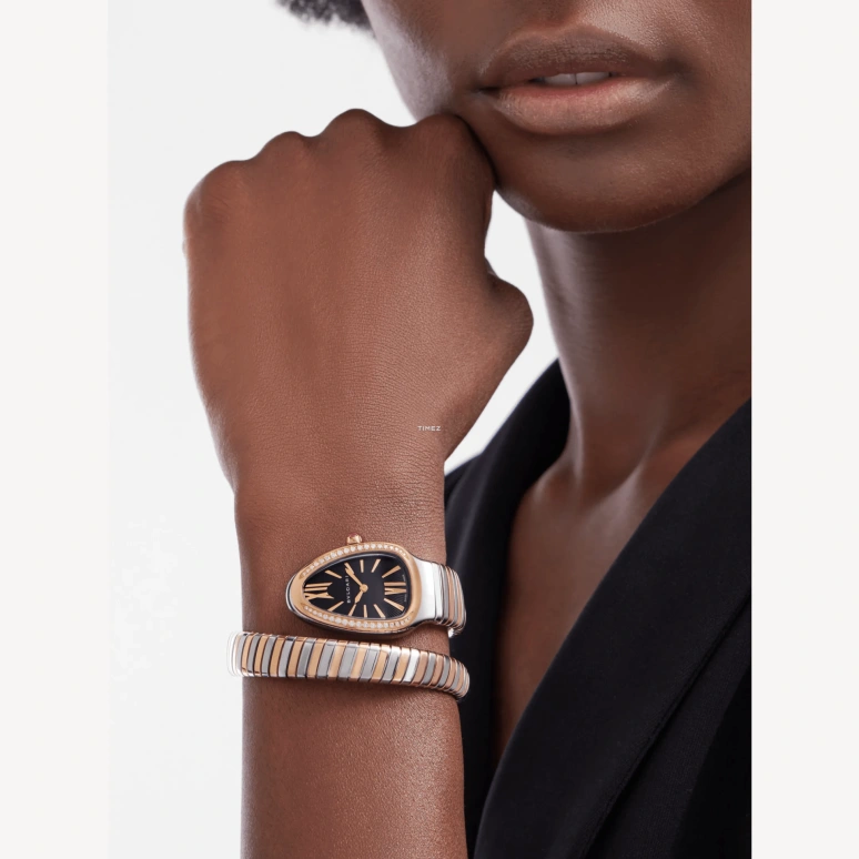 Bulgari,Serpenti 35mm,35mm,Stainless Steel,Black,Quartz,Other,Silver,Rose Gold,103823