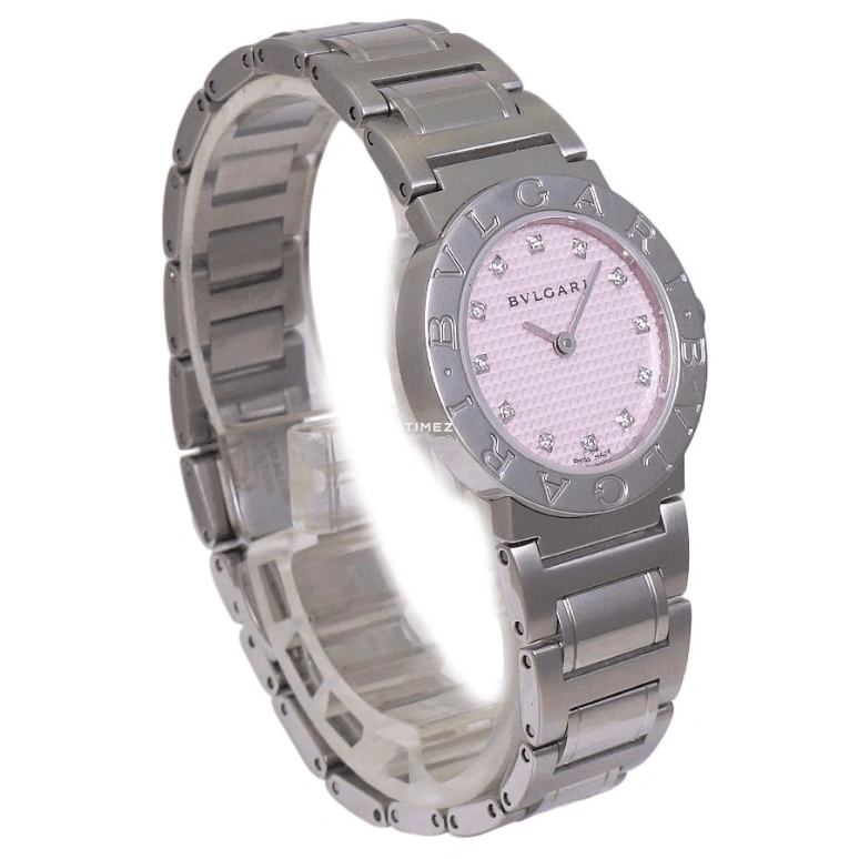 Bulgari,Bulgari Bulgari 26mm,26mm,Stainless Steel,Pink,Quartz,Sapphire,Crystal Glass,Round,BB26C2SS,BB26C2SS/12JA
