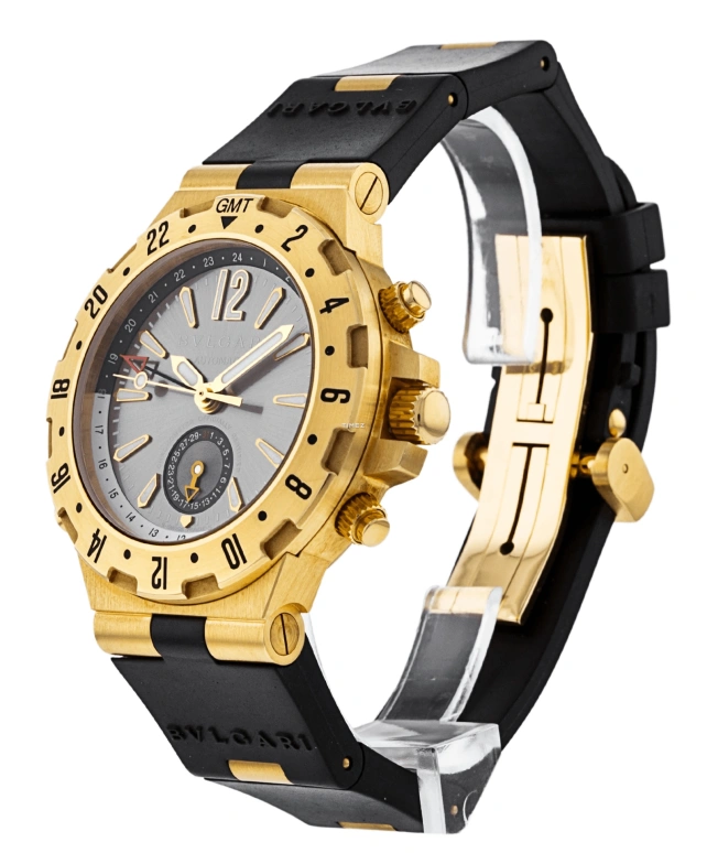 Bulgari,Diagono Professional 40mm,40mm,Yellow Gold,Grey,Automatic,Day,Dule Time,GMT40C5GVD
