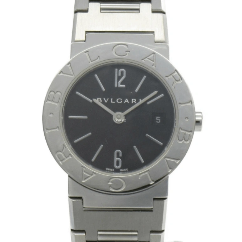 Bulgari,Bulgari Bulgari 26mm,26mm,Stainless Steel,Black,Quartz,Sapphire,Crystal Glass,Round,BB26SS,BB26SS/12
