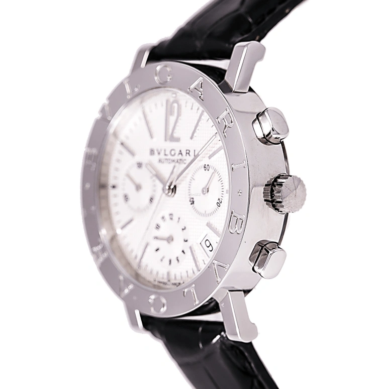 Bulgari,Bulgari Bulgari 38mm,38mm,Stainless Steel,White,Automatic,Chronograph,Day,BB38WSLDCH,BB38WSLDCH/N