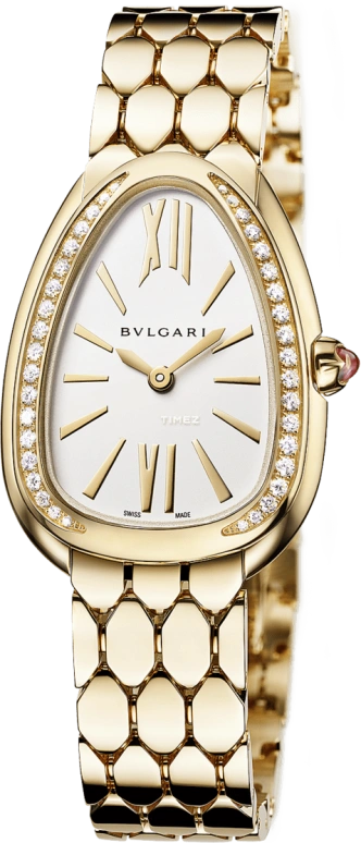 Bulgari,Serpenti Seduttori 33mm,33mm,Yellow Gold,Silver White,White,Quartz,pear-shape,Gold,103942