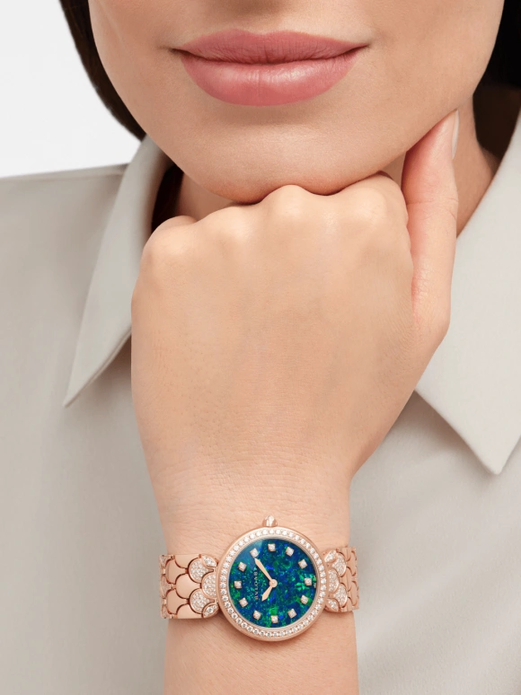 Bulgari,Divas' Dream 33mm,33mm,Rose Gold,Black,Sapphire,Crystal Glass,103646
