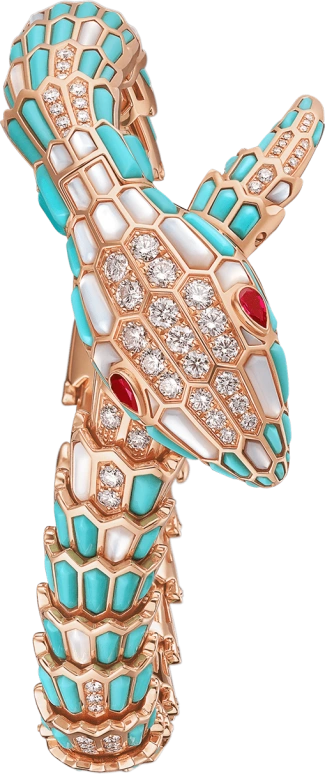 Bulgari,Serpenti 40mm,40mm,Rose Gold,Pearl,Sapphire,Crystal Glass,Rose Gold,Setting,Diamonds,Mother of Pearl,102533