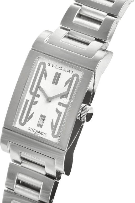 Bulgari,Rettangolo 27x45mm,27x45mm,Stainless Steel,Silver White,Automatic,Day,Sapphire,Crystal Glass,RT45SSD