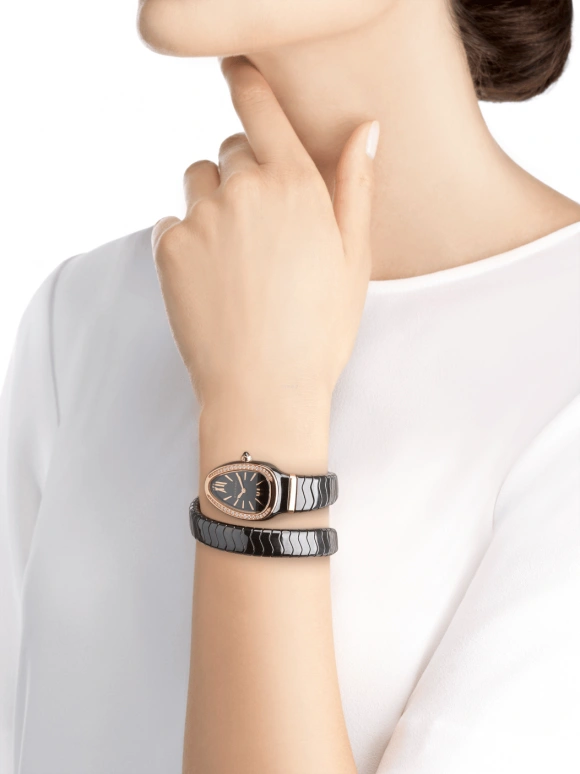 Bulgari,Serpenti 35mm,35mm,Ceramic,Black,Sapphire,Crystal Glass,102532