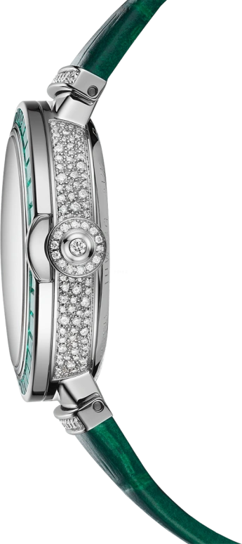 Bulgari,Lvcea 33mm,33mm,White Gold,Sapphire,Crystal Glass,Open,103033