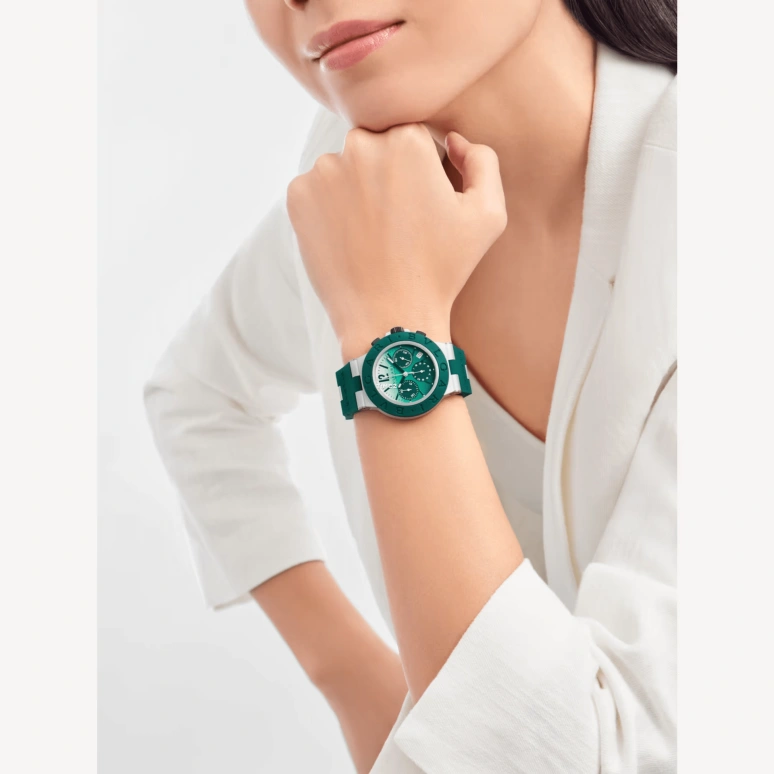 Bulgari,Aluminium 40mm,40mm,Aluminium,Green,White,Automatic,Chronograph,Day,104076