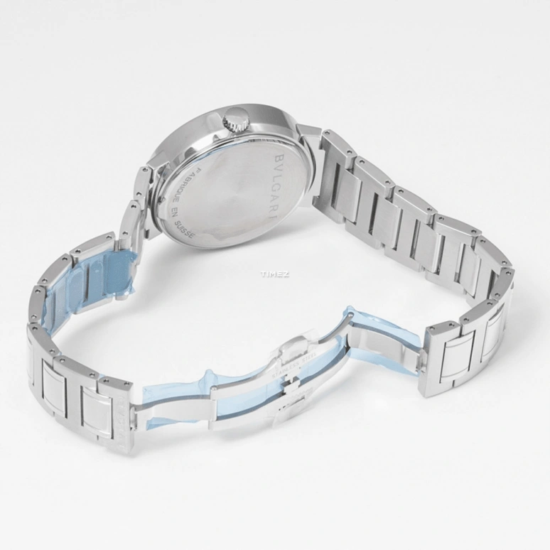 Bulgari,Other 38mm,38mm,Stainless Steel,White,Automatic,Day,Sapphire,Crystal Glass,101369