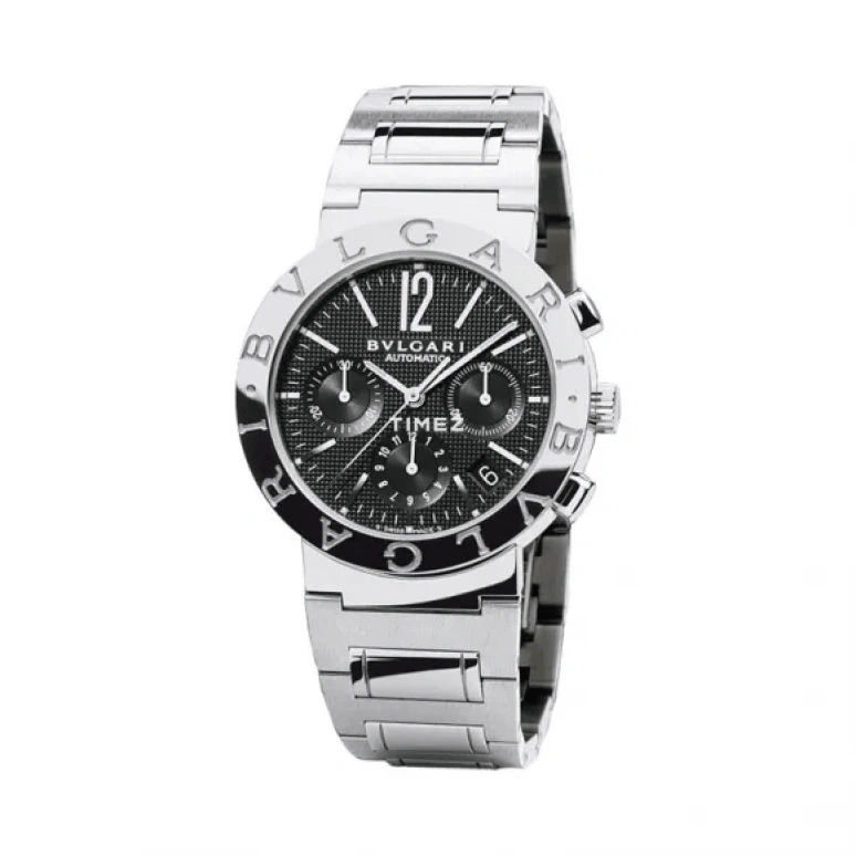 Bulgari,Bulgari Bulgari 38mm,38mm,Stainless Steel,Black,Automatic,Chronograph,Day,Power Reserve Indicator,BB38BSSDCH,BB38BSSDCH/N