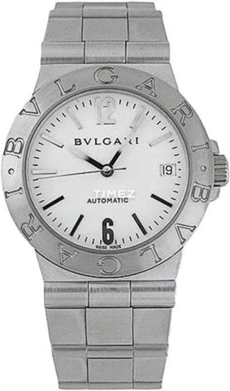 Bulgari,Diagono 35mm,35mm,Stainless Steel,White,Sapphire,Crystal Glass,Closed,LCV35WSSD