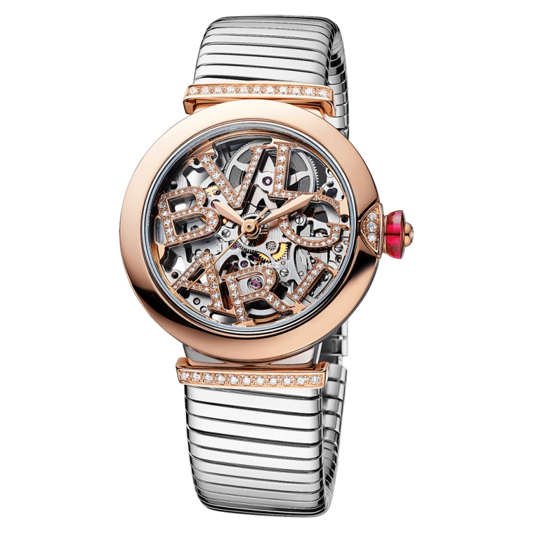 Bulgari,Lvcea 33mm,33mm,Stainless Steel,Rose Gold,Skeleton,Automatic,42hours,In-house Caliber,103093