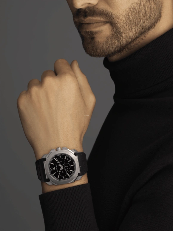 Bulgari,Octo 41mm,41mm,Stainless Steel,Black,Automatic,Chronograph,Date,Column Wheel,102103