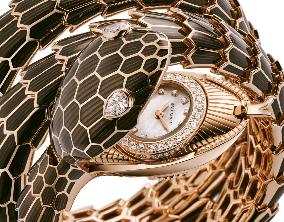 Bulgari,Serpenti 40mm,40mm,Rose Gold,White,Handwound,30hours,In-house Caliber,103559
