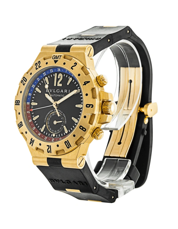 Bulgari,Diagono Professional 40mm,40mm,Yellow Gold,Black,Automatic,Day,Dule Time,Day / Night Indication,GMT40GVD