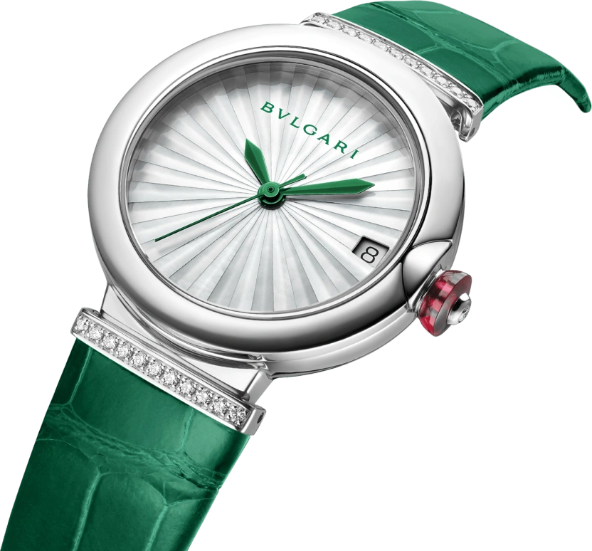 Bulgari,Lvcea 33mm,33mm,Stainless Steel,White,Sapphire,Crystal Glass,Mother of Pearl,103366