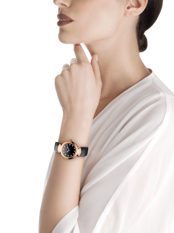 Bulgari,Divas' Dream 30mm,30mm,Rose Gold,Black,Sapphire,Crystal Glass,102841