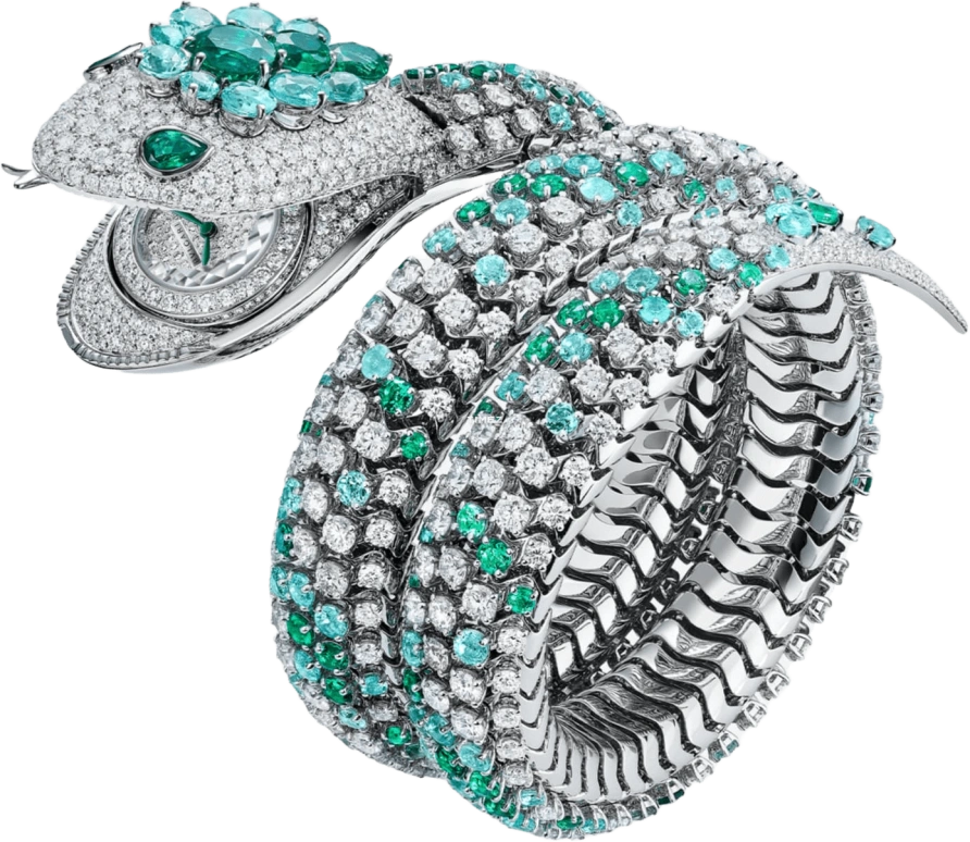 Bulgari,Serpenti 40mm,40mm,White Gold,White,Quartz,Handwound,Other,Silver White,103882