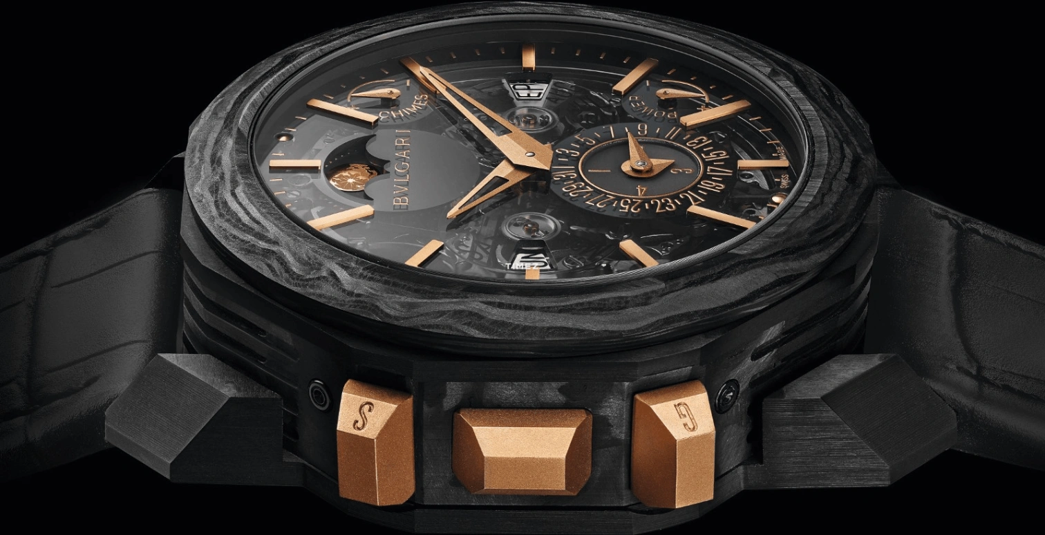 Bulgari,Octo 44mm,44mm,Carbon,Rose,Automatic,Moonphase,Perpetual Calendar,Month,Date,In-house Caliber,Sapphire,Crystal Glass,103195
