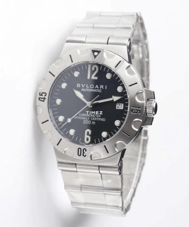 Bulgari,Diagono Professional 38mm,38mm,Stainless Steel,Black,Automatic,Day,Sapphire,Crystal Glass,SD38SSD