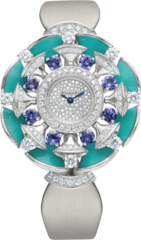 Bulgari,Divas' Dream 39mm,39mm,White Gold,Sapphire,Crystal Glass,Turquoise,Setting,Diamonds,Turquoise,102421