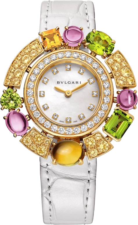 Bulgari,High Jewellery 36mm,36mm,Sapphire,Yellow Gold,Crystal,White,Sapphire,Crystal Glass,Oval,Pink Red,Yellow,103714