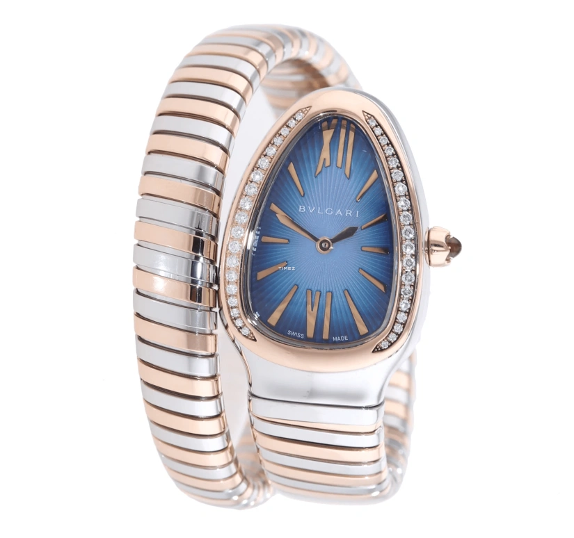 Bulgari,Serpenti 35mm,35mm,Rose Gold,Blue,Quartz,Other,Silver,102984
