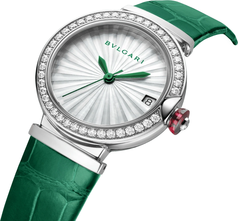 Bulgari,Lvcea 33mm,33mm,Stainless Steel,White,Sapphire,Crystal Glass,Mother of Pearl,103365