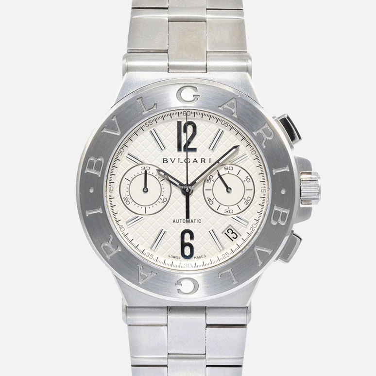 Bulgari,Other 40mm,40mm,Stainless Steel,Silver,Automatic,Chronograph,Day,101629
