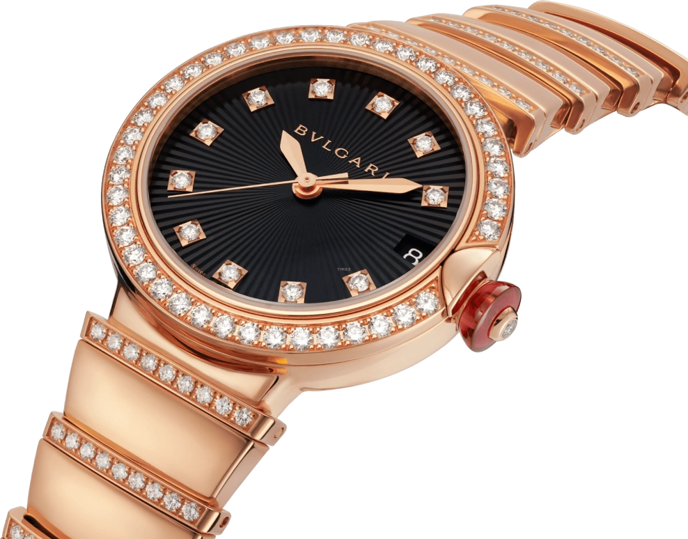 Bulgari,Lvcea 33mm,33mm,Rose Gold,Black,Automatic,42hours,In-house Caliber,102191