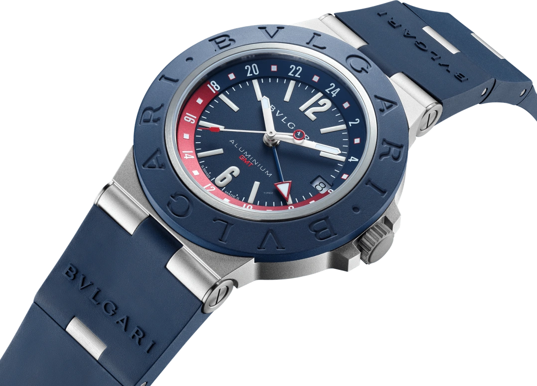 Bulgari,Bulgari Bulgari 40mm,40mm,Aluminium,Titanium Gold,Luminous,Blue,Automatic,50hours,In-house Caliber,103554