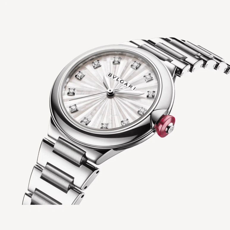 Bulgari,Lvcea 33mm,33mm,Stainless Steel,Silver White,Automatic,Sapphire,Crystal Glass,Round,103727