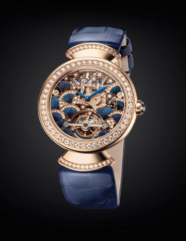 Bulgari,Divas' Dream 37mm,37mm,Rose Gold,Skeleton,Rose Gold,Blue,Handwound,Tourbillon,In-house Caliber,103351