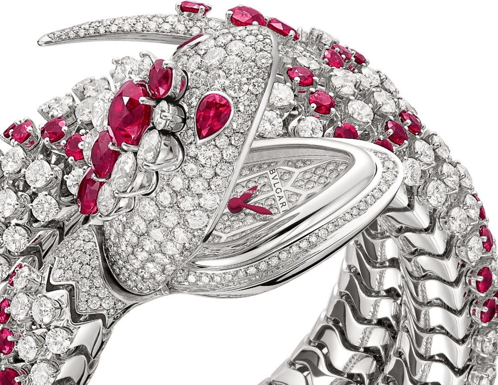 Bulgari,Serpenti 40mm,40mm,White Gold,White,Quartz,Setting,Diamonds,Ruby,Brilliant Cut,103174