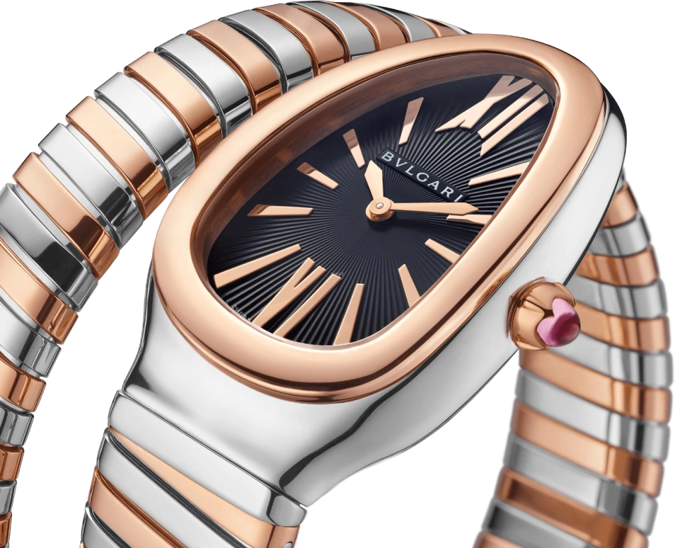 Bulgari,Serpenti 35mm,35mm,Pink Gold,Stainless Steel,Black,Quartz,26280hours,In-house Caliber,102123