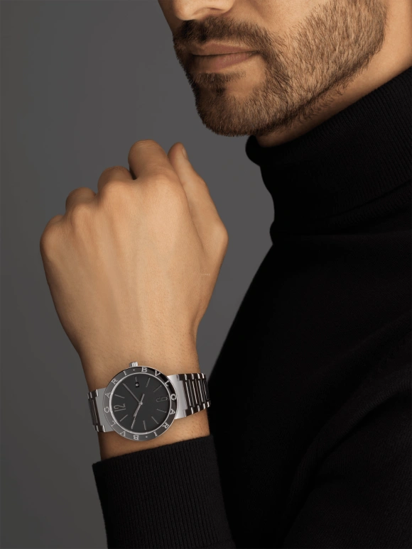 Bulgari,Bulgari Bulgari 41mm,41mm,Stainless Steel,Black,Automatic,42hours,In-house Caliber,102928