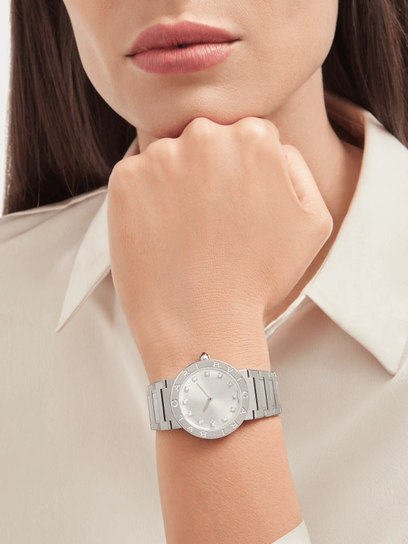 Bulgari,Bulgari Bulgari 33mm,33mm,Stainless Steel,Silver,In-house Caliber,Sapphire,Crystal Glass,103455