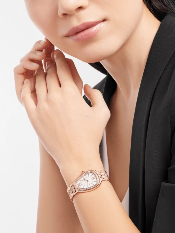 Bulgari,Serpenti Seduttori 33mm,33mm,Rose Gold,White,Quartz,pear-shape,103946