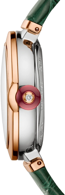 Bulgari,Lvcea 33mm,33mm,Stainless Steel,Rose Gold,White,Sapphire,Crystal Glass,Rose Gold,102640