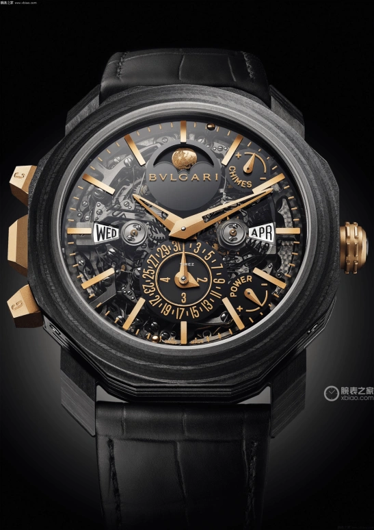 Bulgari,Octo 44mm,44mm,Carbon,Rose,Automatic,Moonphase,Perpetual Calendar,Month,Date,In-house Caliber,Sapphire,Crystal Glass,103195