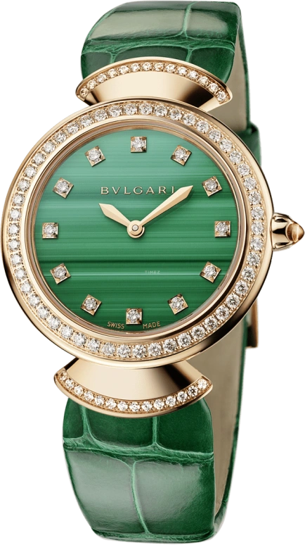 Bulgari,Divas' Dream 30mm,30mm,Rose Gold,Green,Sapphire,Crystal Glass,Setting,Diamonds,103119