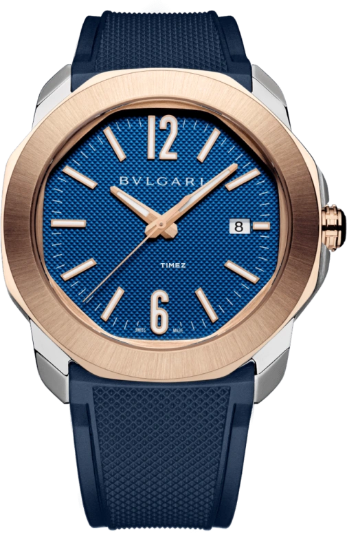 Bulgari,Octo 41mm,41mm,Stainless Steel,Rose Gold,Blue,Automatic,Day,42hours,103926