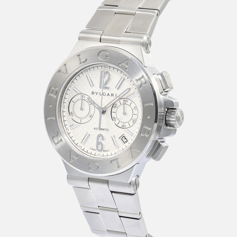 Bulgari,Other 40mm,40mm,Stainless Steel,Silver,Automatic,Chronograph,Day,101629