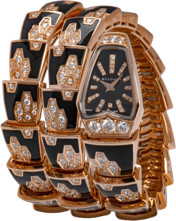 Bulgari,Other 26mm,26mm,Rose Gold,Black,Quartz,Sapphire,Other,101986